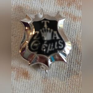 Zeta Tau Alpha Badge sorority fraternity Sterling Silver Vintage Pin Stamped SS